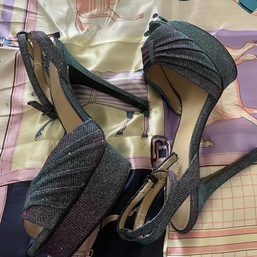Metallic Blue Green Party Shoes